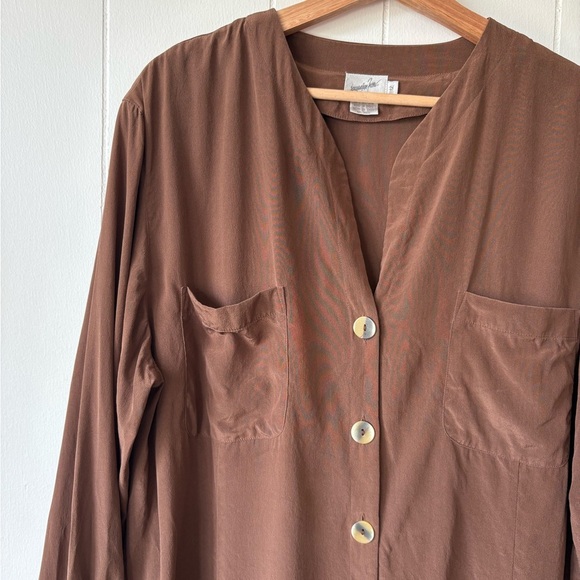 Jacqueline Ferrar 100% Silk Brown Blouse - Picture 3 of 7